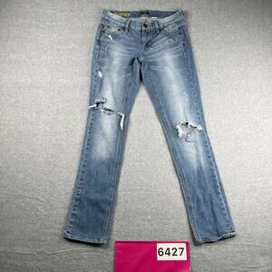 J Crew Match Stick Jeans Womens 28 Blue Distressed Casual